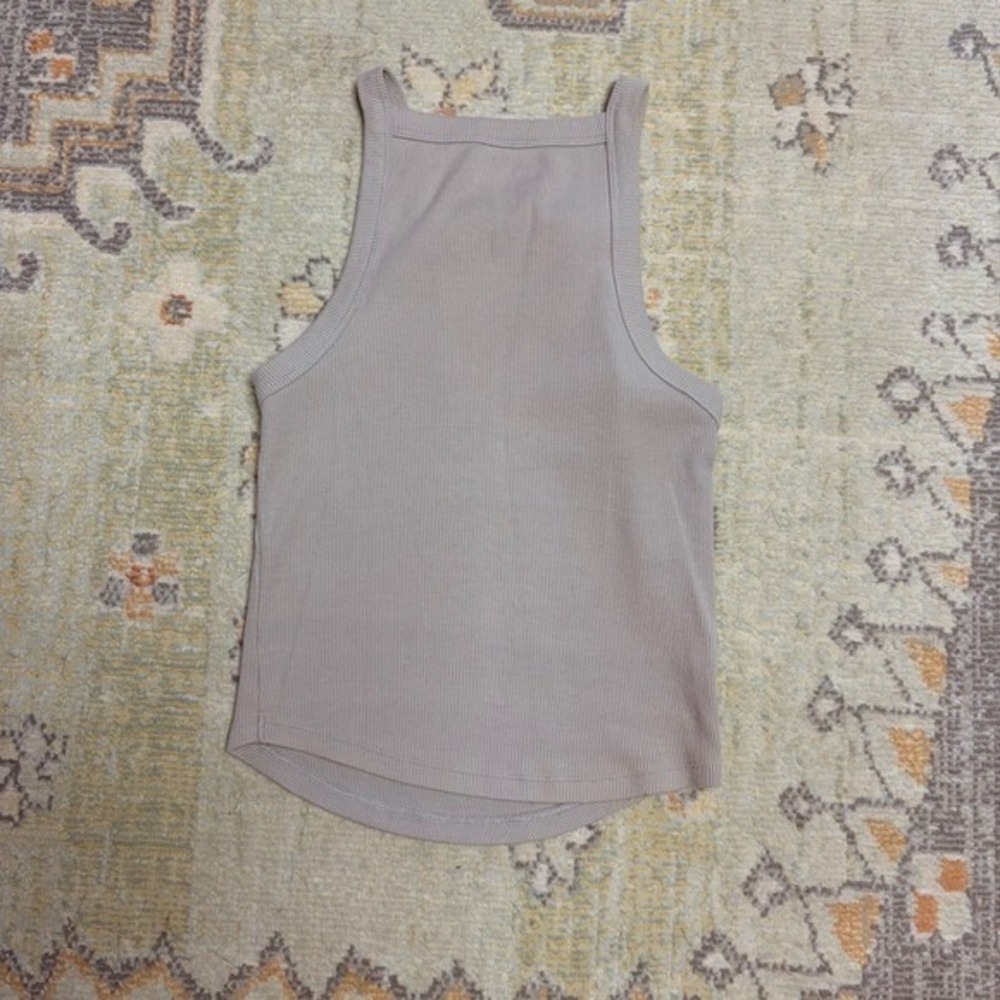 NWT Abercrombie & Fitch Soft Ribbed Tank Top High Neck Grey XS New - Picture 2 of 4
